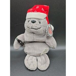 Coca-Cola #0102 1997 Gray Seal in Santa Hat Bean Bag Plush Style Vintage Coke